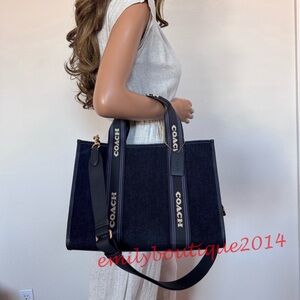 NWT Coach CCL68 Smith Tote In Regenerative Cotton Dark Denim Crossbody Bag